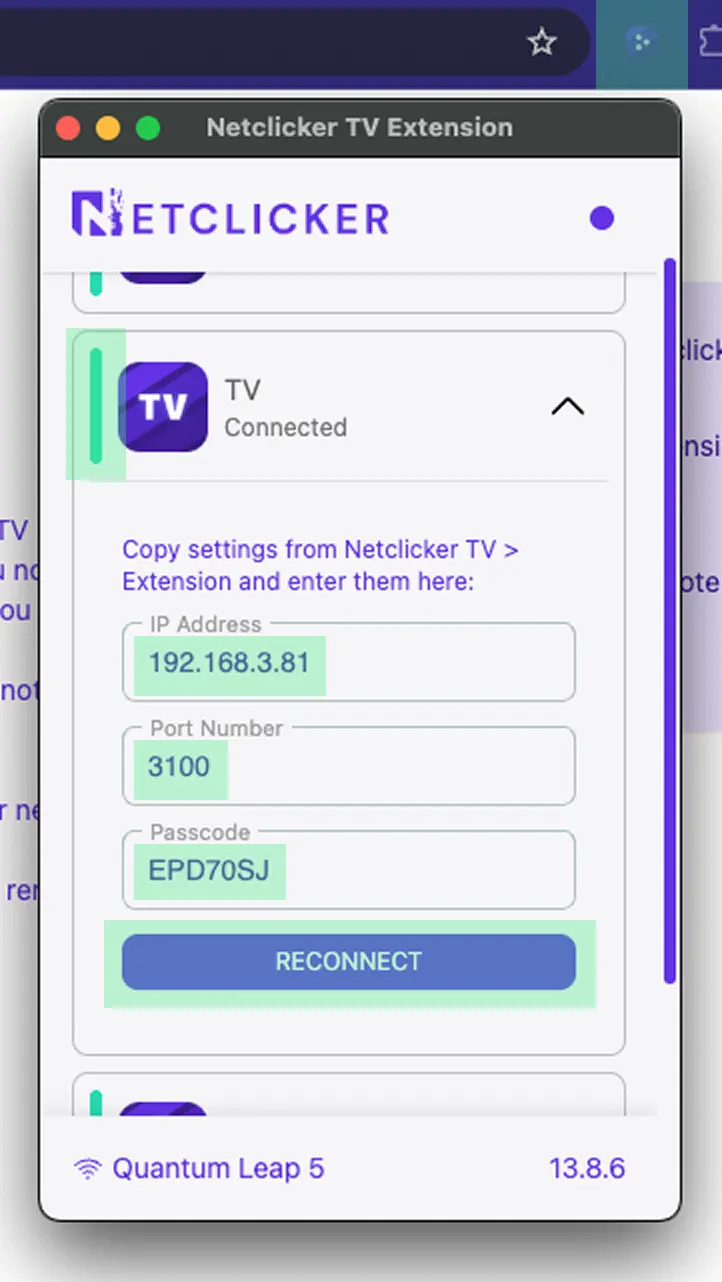 Click on the Netclicker extension: